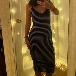 Long blue/white stripes dress